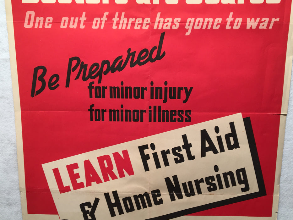 "Doctors are Scarce - Learn First Aid" WWII Propaganda OWI Poster (22" X 28")   - TvMovieCards.com