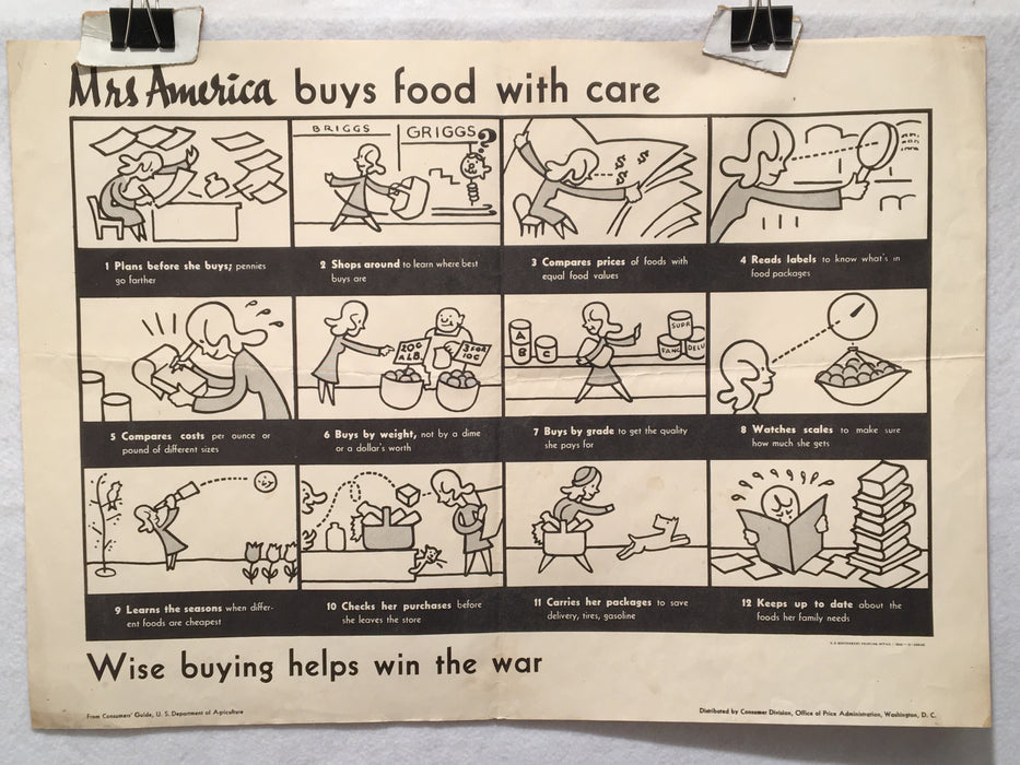 "Mrs America Buys Food With Care" WWII Propaganda Poster (14" X 20")   - TvMovieCards.com