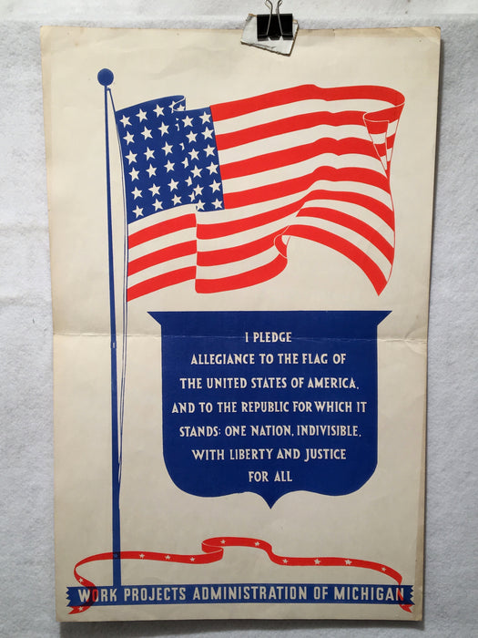 "I Pledge Allegiance to the Flag" WPA Michigan WWII Propaganda Poster 14" X 22"   - TvMovieCards.com