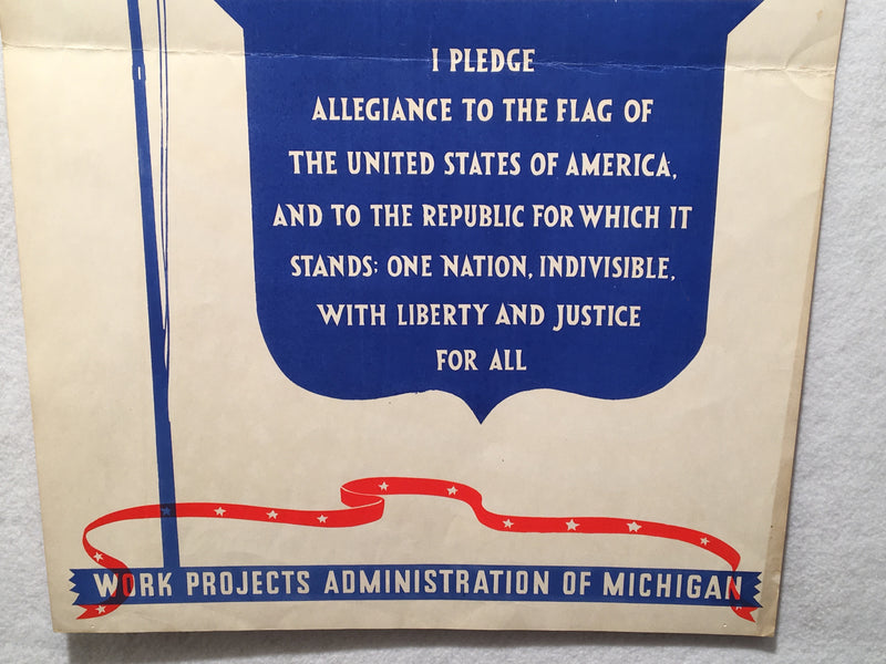 "I Pledge Allegiance to the Flag" WPA Michigan WWII Propaganda Poster 14" X 22"   - TvMovieCards.com