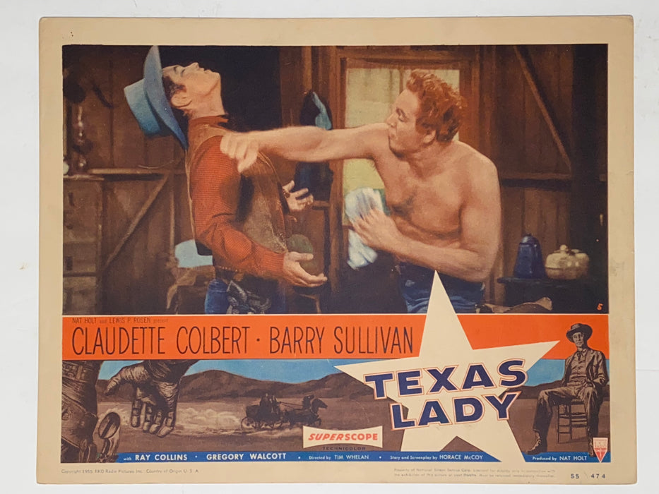 1955 Texas Lady 11x14 Lobby Card #5 Claudette Colbert, Barry Sullivan, Ray Colli   - TvMovieCards.com