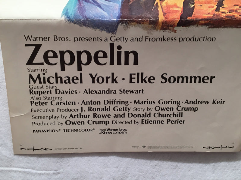 1971 Zeppelin Original Insert Movie Poster Michael York 14 x 36   - TvMovieCards.com
