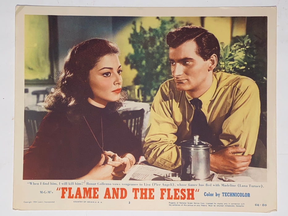 1954 Flame and the Flesh #3 Lobby Card 11 x 14 Lana Turner, Pier Angeli, Carlos   - TvMovieCards.com