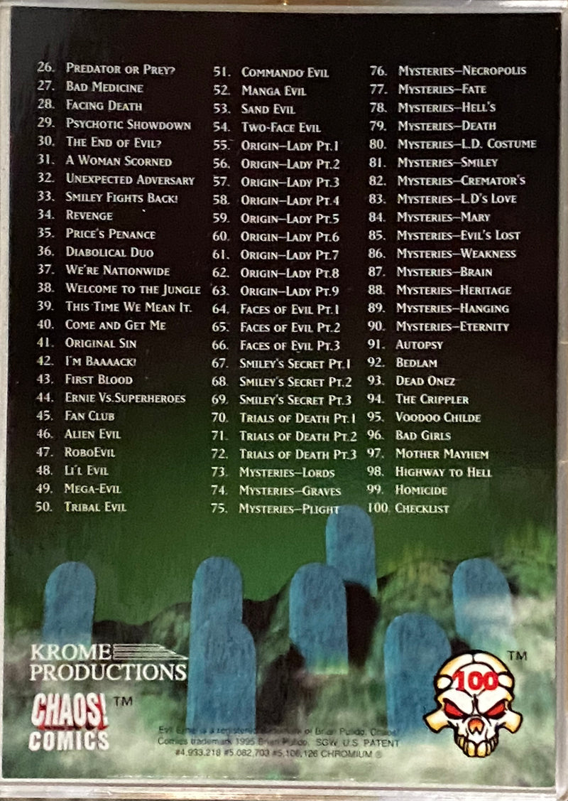 Evil Ernie Series II Two Glow in the Dark Base Card Set All Chromium 100 Cards   - TvMovieCards.com