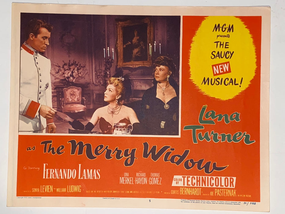 1952 The Merry Widow #5 Lobby Card 11x14 Lana Turner Fernando Lamas Una Merkel   - TvMovieCards.com
