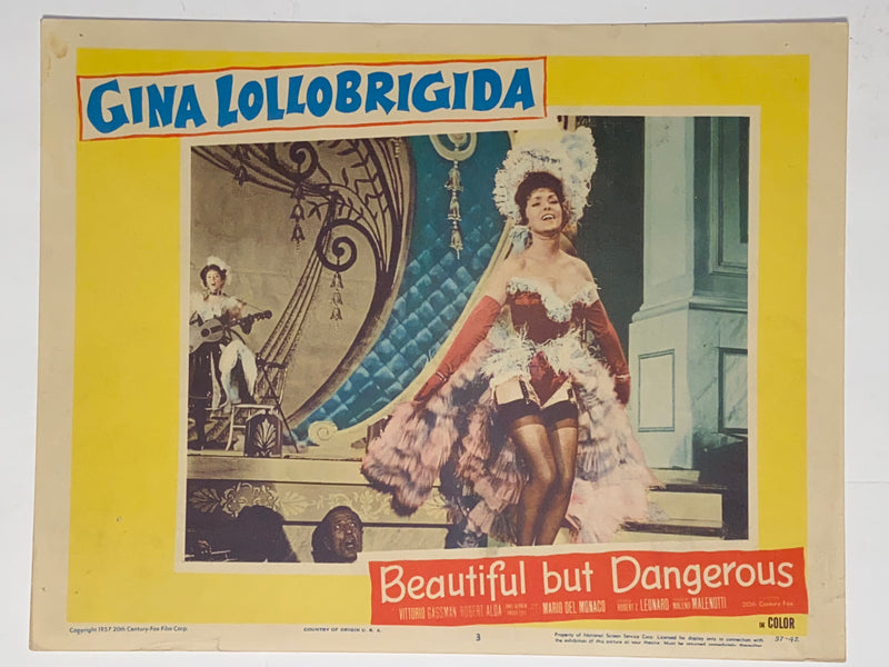 1955 Beautiful But Dangerous #3 Lobby Card 11 x 14 Gina Lollobrigida Robert Alda   - TvMovieCards.com