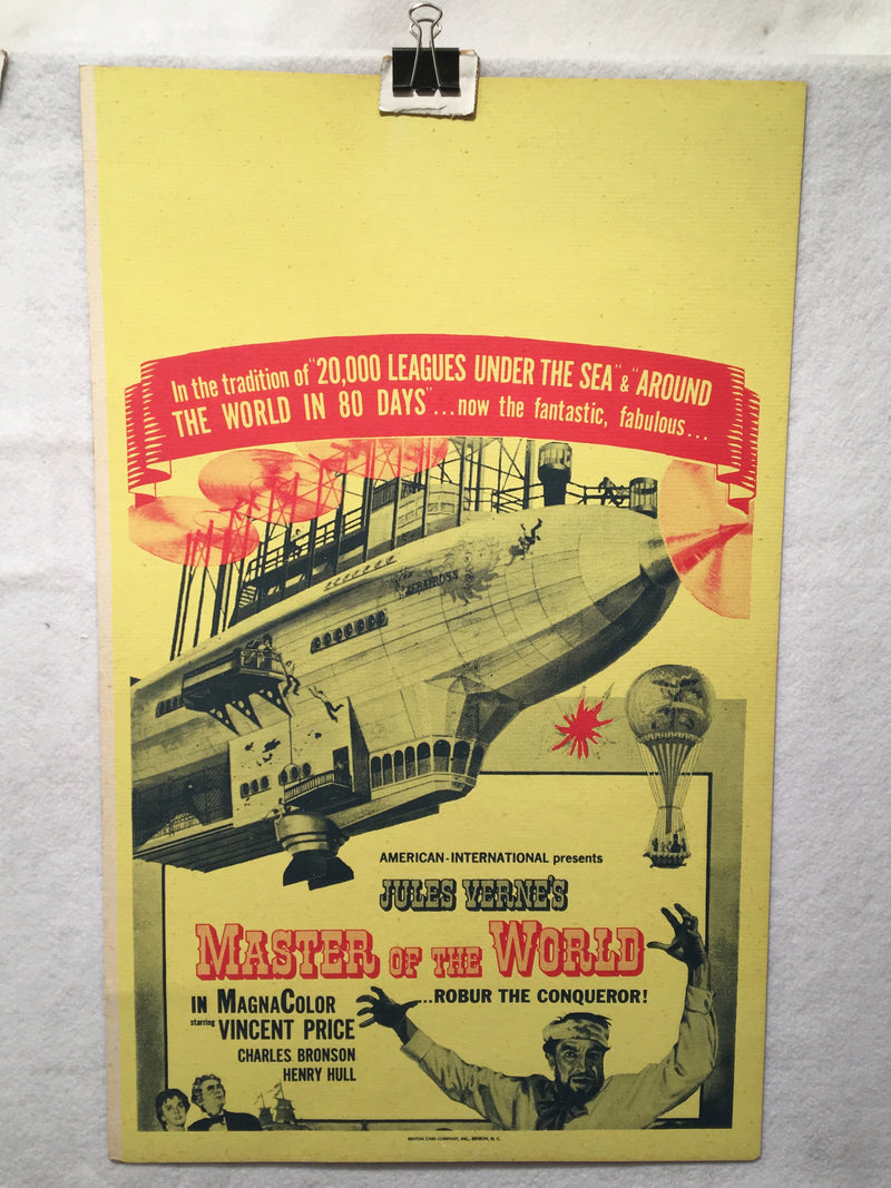1961 Master of the World Jules Verne Original Benton Window Card 14 x 22   - TvMovieCards.com