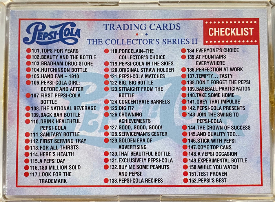 1995 Pepsi-Cola: Series 2 Complete Trading Card Set 100 Cards Dart   - TvMovieCards.com
