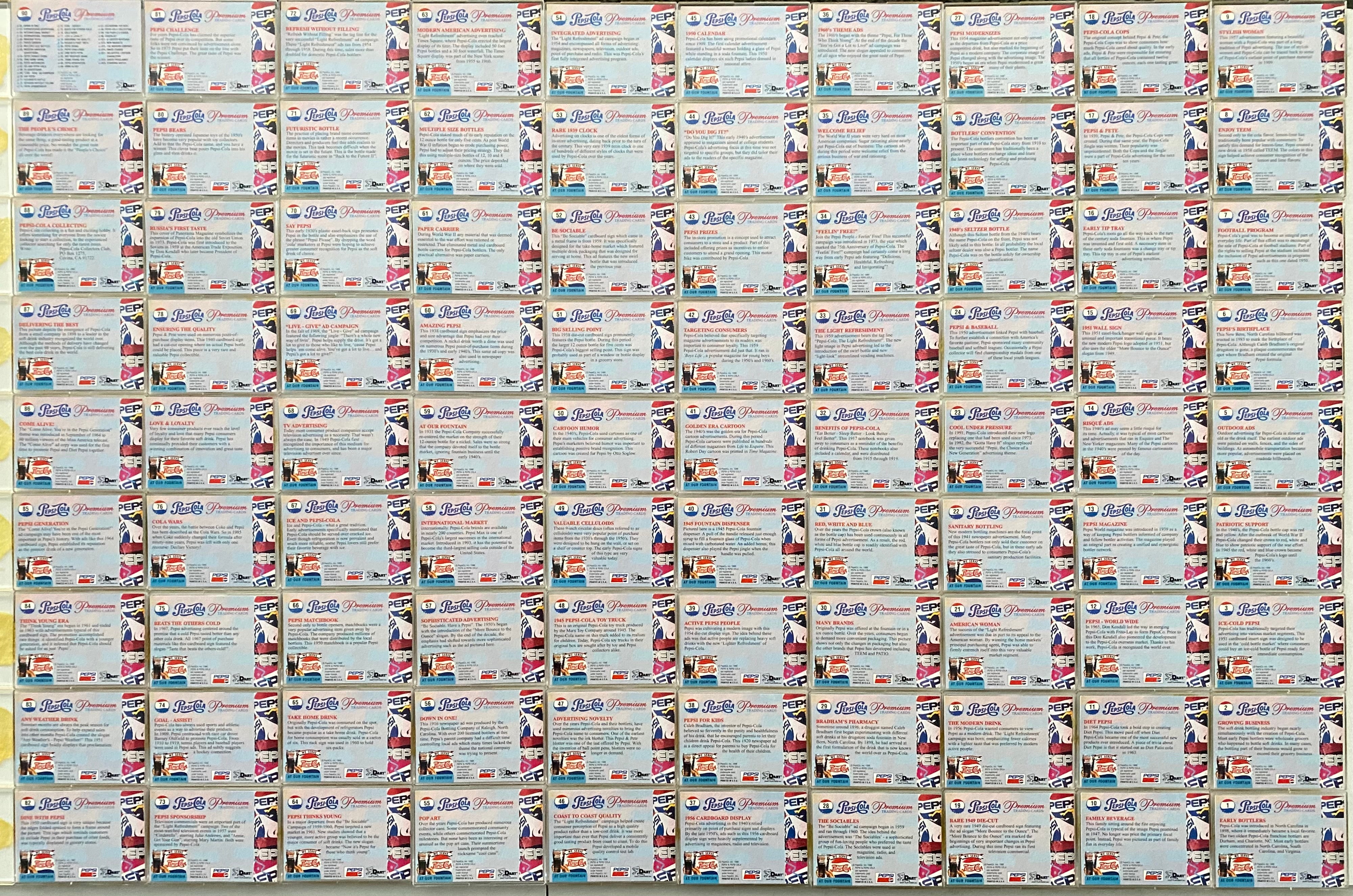 1996 Pepsi-Cola Premium Complete Trading Card Set 90 Cards Dart
