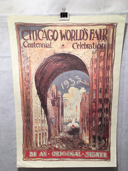 1933 Chicago Worlds Fair Centennial Celebration "Be an Original Signer" 30 x 21   - TvMovieCards.com