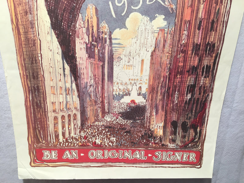 1933 Chicago Worlds Fair Centennial Celebration "Be an Original Signer" 30 x 21   - TvMovieCards.com