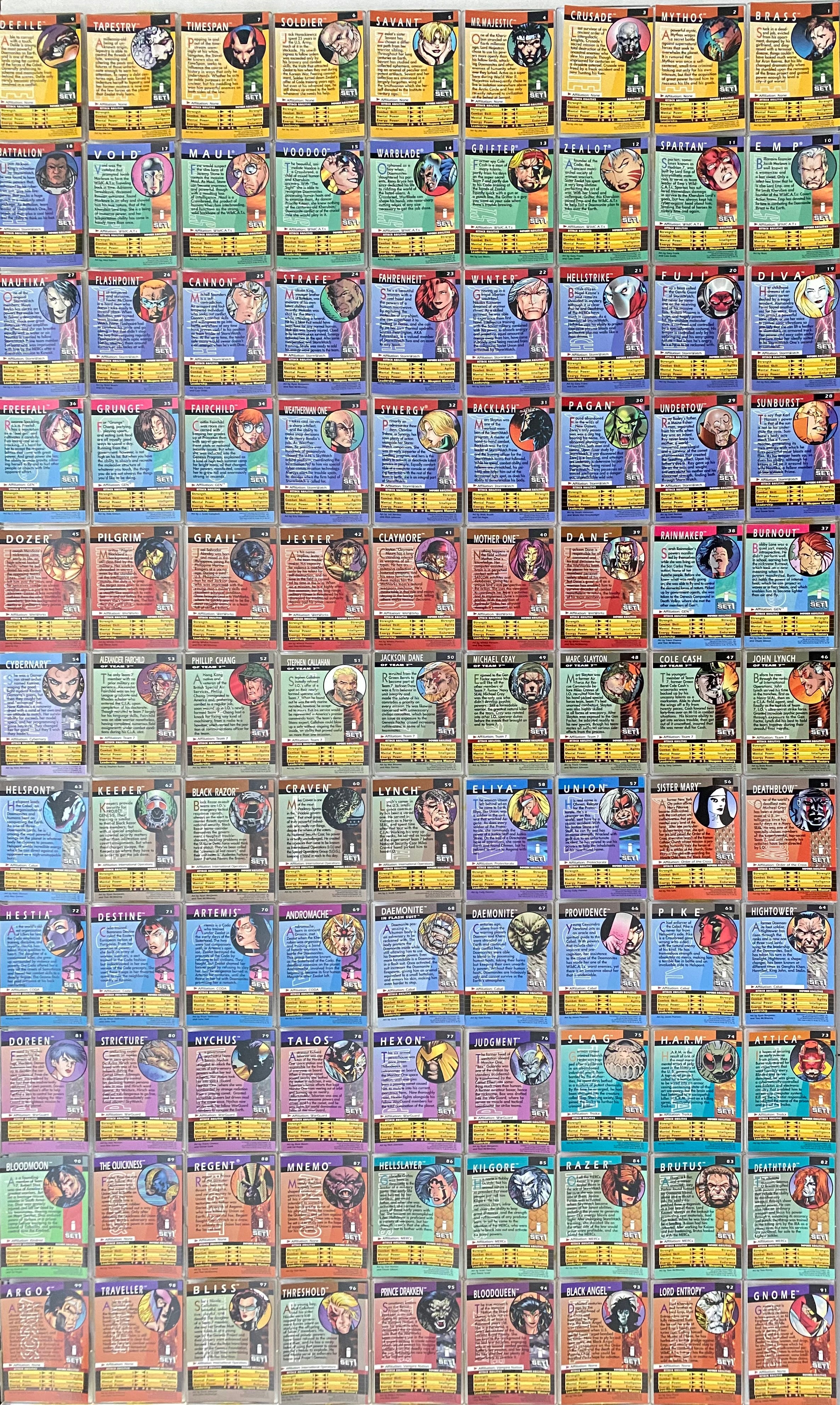 1994 WildStorm Set I All Chromium Complete Base Trading Card Set