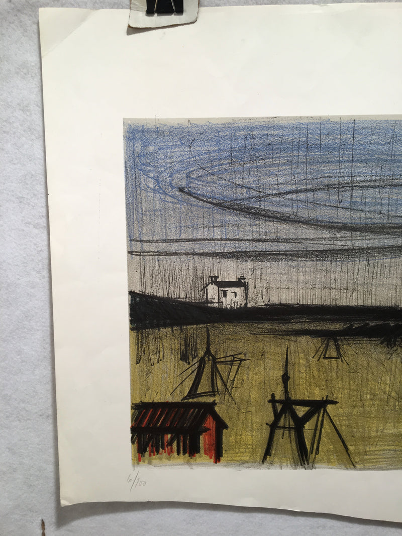 Bernard Buffet "La Petite Plage" A Small Beach Signed Lithograph Damaged   - TvMovieCards.com