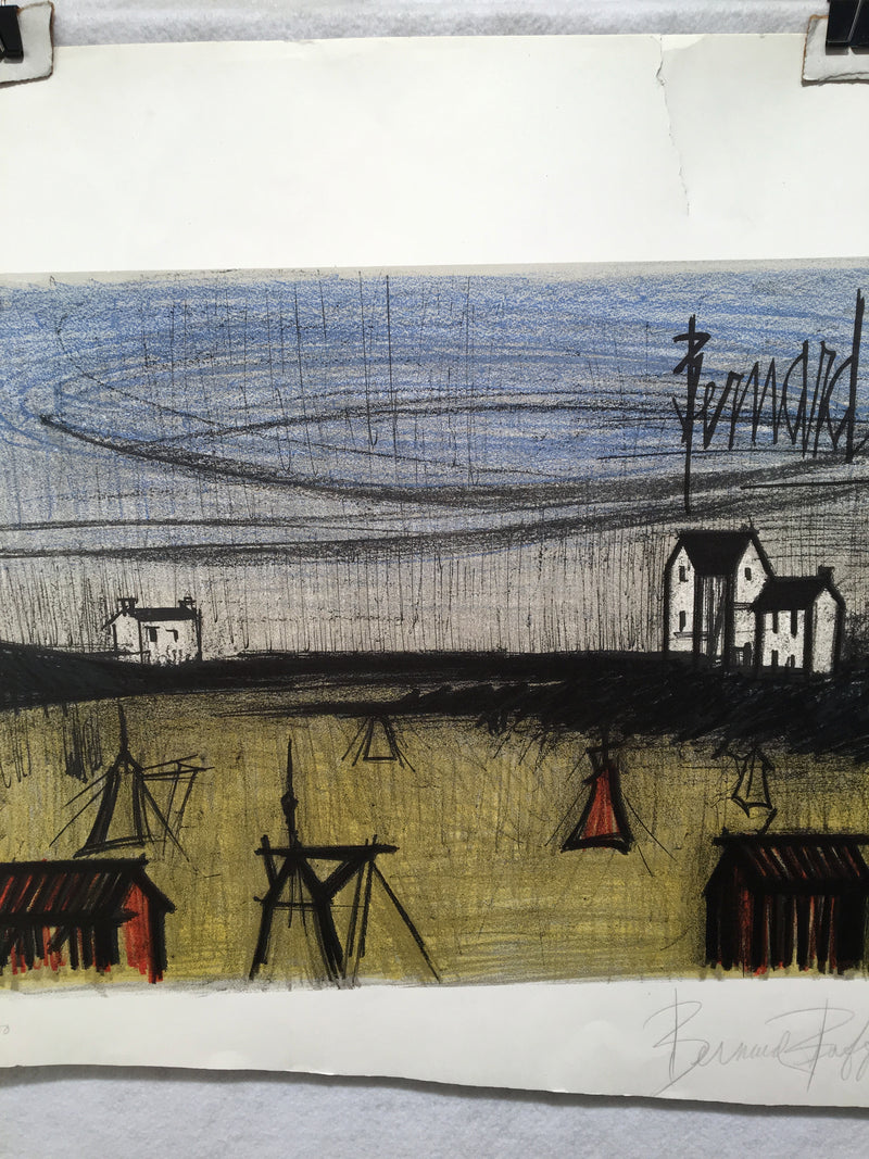 Bernard Buffet "La Petite Plage" A Small Beach Signed Lithograph Damaged   - TvMovieCards.com