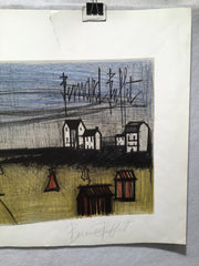 Bernard Buffet "La Petite Plage" A Small Beach Signed Lithograph Damaged   - TvMovieCards.com