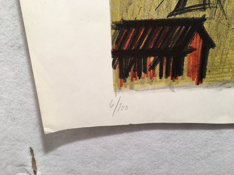 Bernard Buffet "La Petite Plage" A Small Beach Signed Lithograph Damaged   - TvMovieCards.com