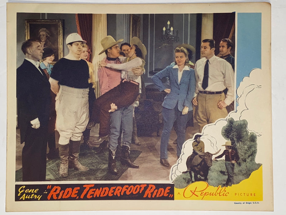 1940 Ride, Tenderfoot, Ride Lobby Card 11 x 14 Gene Autry, Smiley Burnette   - TvMovieCards.com