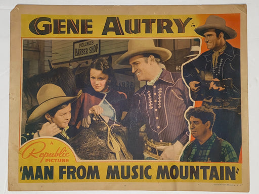 1938 Man From Music Mountain Lobby Card 11 x 14 Gene Autry, Smiley Burnette   - TvMovieCards.com
