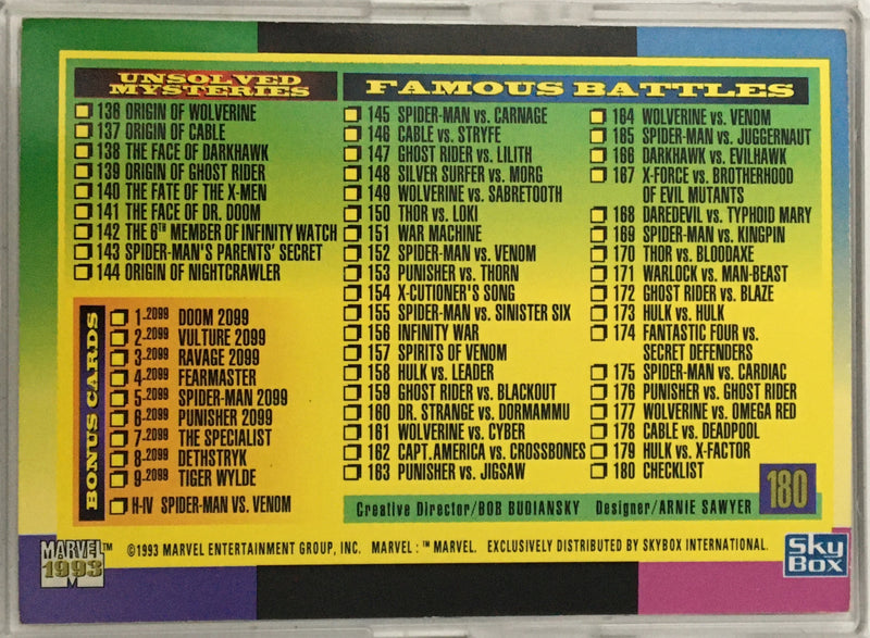 Marvel Universe 1993 Skybox 180 Base Trading Card Set   - TvMovieCards.com