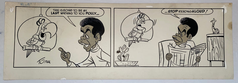 "Willie" With Parrot Original Art Comic Strip Panel by Tony Chikes (Tonee) 7 x 2   - TvMovieCards.com