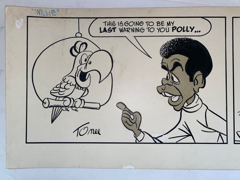 "Willie" With Parrot Original Art Comic Strip Panel by Tony Chikes (Tonee) 7 x 2   - TvMovieCards.com
