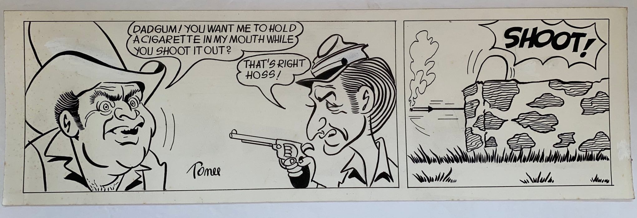 Bonanza Original Art Comic Strip Panel by Tony Chikes (Tonee) 6 x 19"   - TvMovieCards.com