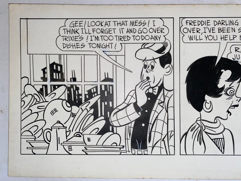 Freddie Original Art Comic Strip Panel by Tony Chikes (Tonee) 6 x 19"   - TvMovieCards.com