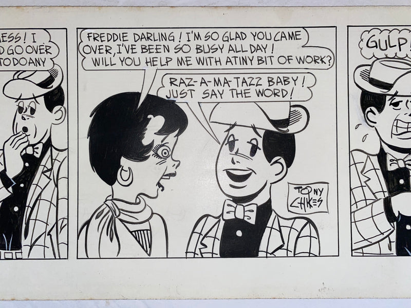 Freddie Original Art Comic Strip Panel by Tony Chikes (Tonee) 6 x 19"   - TvMovieCards.com