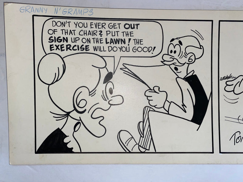 Granny N' Gramps Original Art Comic Strip Panel by Tony Chikes (Tonee) 6 x 22"   - TvMovieCards.com