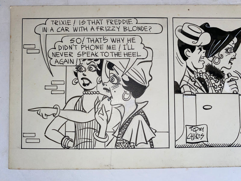 Freddie Original Art Comic Strip Panel by Tony Chikes (Tonee) 6 x 19"   - TvMovieCards.com