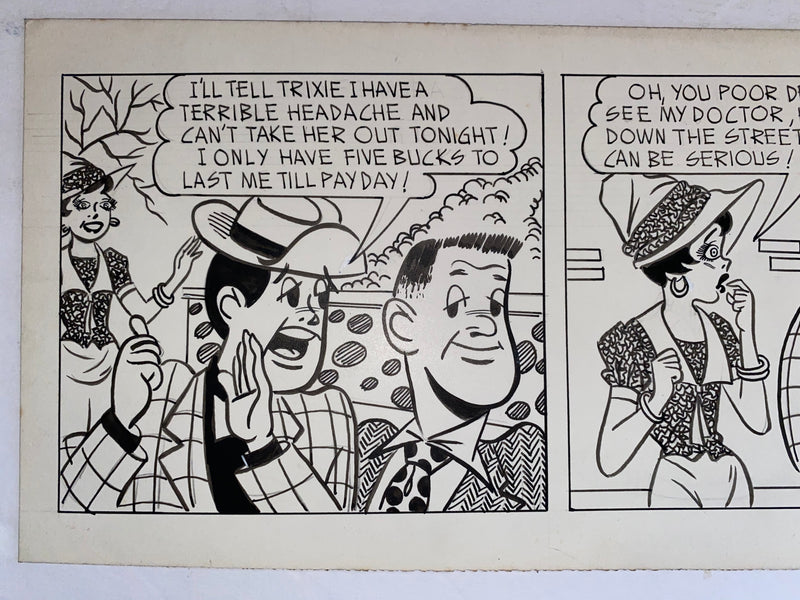 Freddie Original Art Comic Strip Panel by Tony Chikes (Tonee) 6 x 19"   - TvMovieCards.com