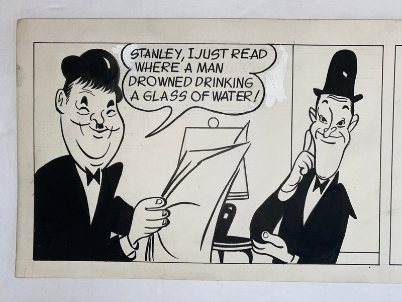 Laurel & Hardy Original Art Comic Strip Panel by Tony Chikes (Tonee) 6 x 18"   - TvMovieCards.com