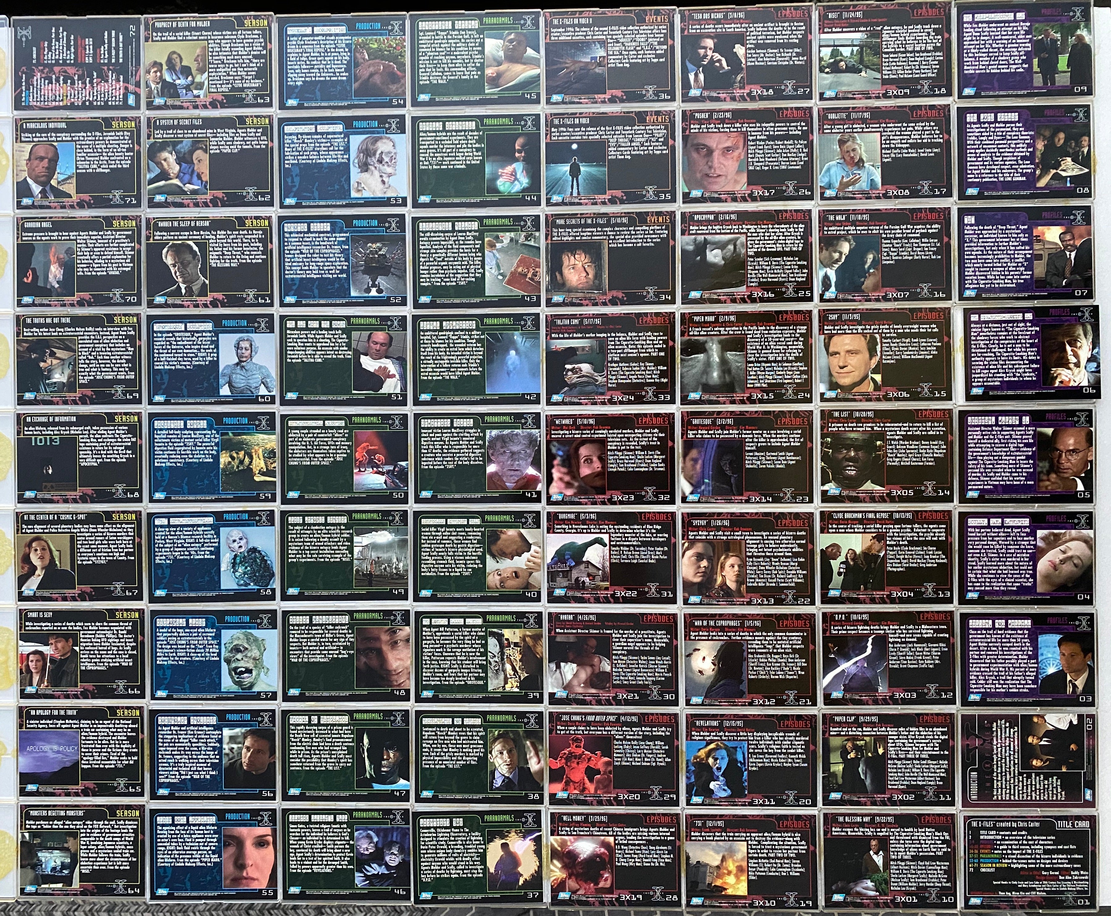 X-Files Season 3 Trading Base Card Set 72 Cards Topps 1996
