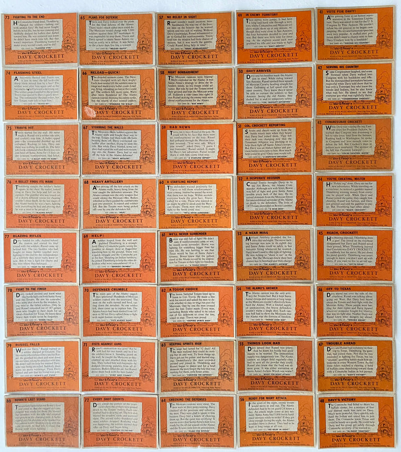 1956 Davy Crockett Series 1 Orange Back Trading Card Set of 80 Cards Topps   - TvMovieCards.com