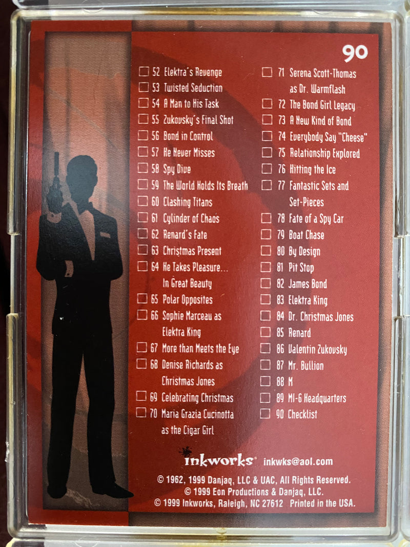 James Bond The World Is Not Enough Base Card Set 90 Cards Inkworks 1999   - TvMovieCards.com