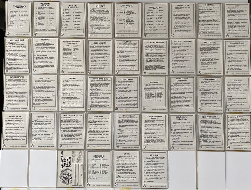 Weird World of Baseball Funky Facts 1976 Vintage Trading Card Set 40 Cards   - TvMovieCards.com