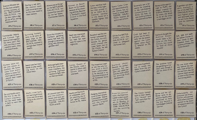 Battlestar Galactica 1978 Wonder Bread Vintage Card Set 36 Cards   - TvMovieCards.com