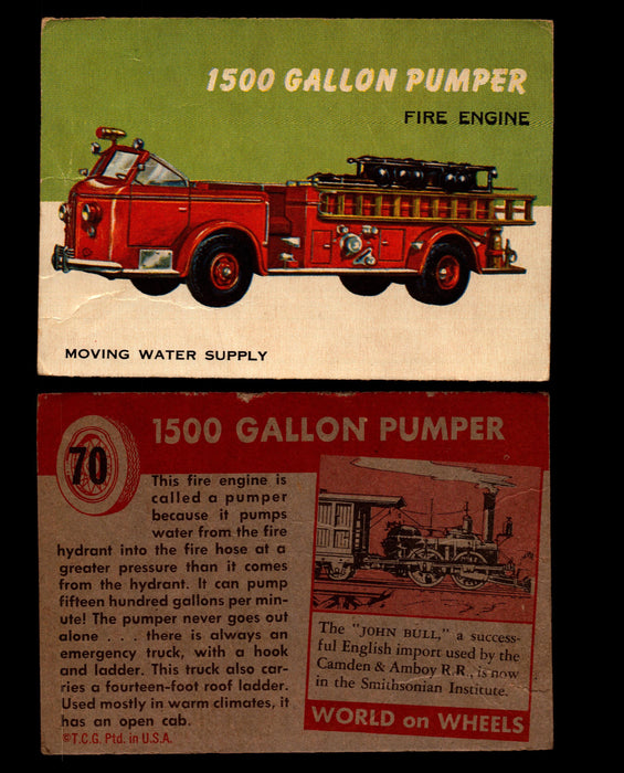 World on Wheels Topps 1954 Vintage Trading Cards #1-#100 You Pick Singles #70 1500 Gallon Pumper  - TvMovieCards.com