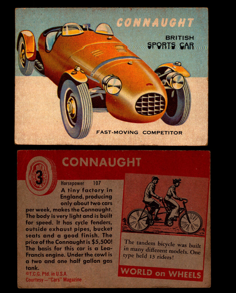 World on Wheels Topps 1954 Vintage Trading Cards #1-#100 You Pick Singles #3 Connaught  - TvMovieCards.com