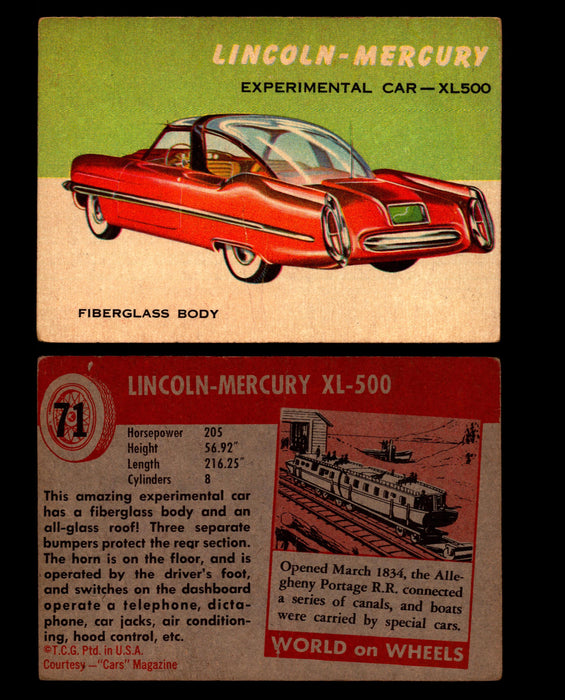 World on Wheels Topps 1954 Vintage Trading Cards #1-#100 You Pick Singles #71 Lincoln Mercury XL-500  - TvMovieCards.com