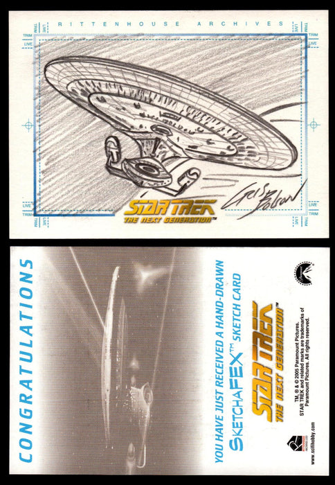 Star Trek TNG Quotable Sketch Card SketchaFEX by Chris Bolson USS Enterprise   - TvMovieCards.com