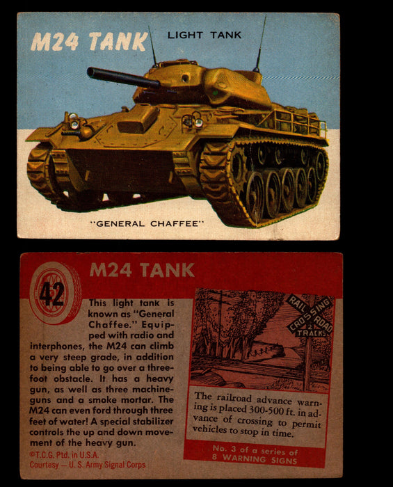 World on Wheels Topps 1954 Vintage Trading Cards #1-#100 You Pick Singles #42 M24 Light Tank "General Chaffee"  - TvMovieCards.com