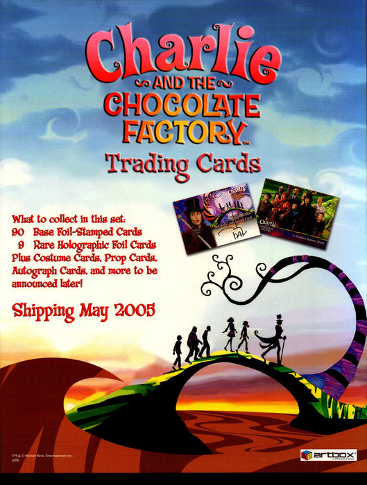 Charlie and the Chocolate Factory Trading Card Dealer Sell Sheet Sale Ad 2005   - TvMovieCards.com