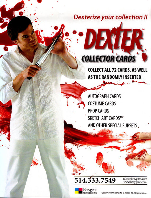 Dexter Collector Cards Trading Card Dealer Sell Sheet Sale Ad Promo 2009   - TvMovieCards.com
