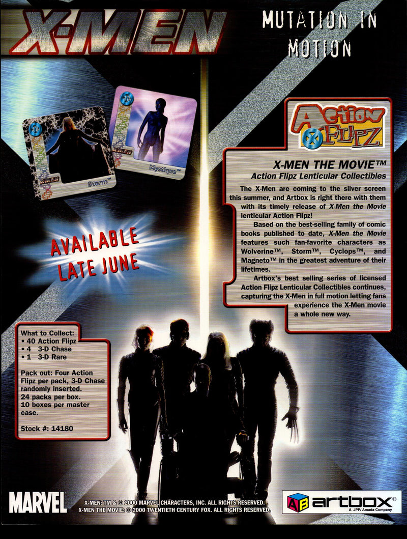 X-Men The Movie Action Flipz Trading Card Dealer Sell Sheet Sale Ad Artbox 2000   - TvMovieCards.com