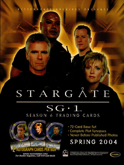 Stargate SG1 Season 6 Trading Card Dealer Sell Sheet Sale Ad 2004   - TvMovieCards.com