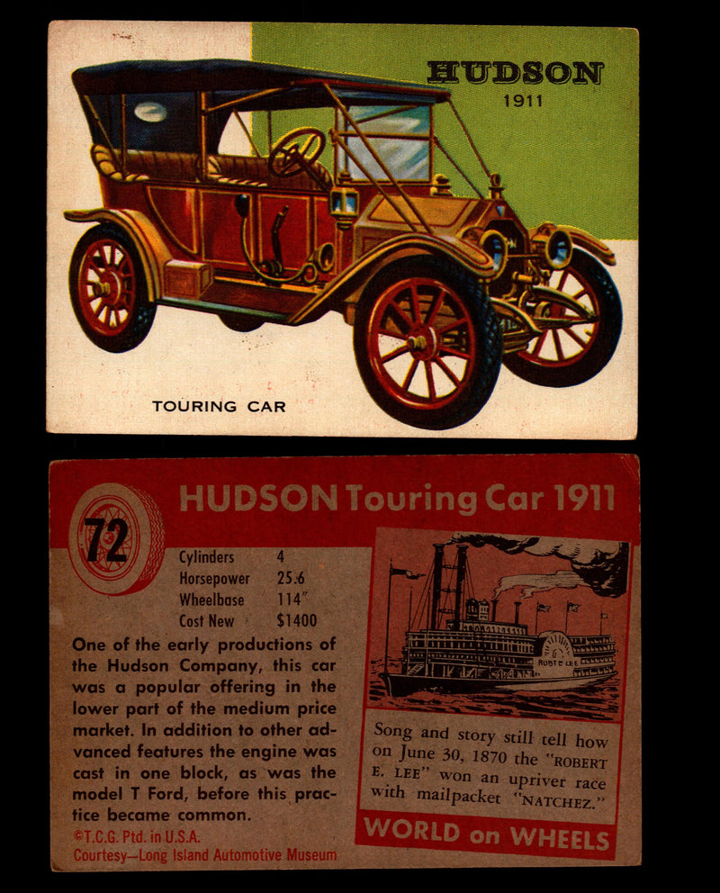 World on Wheels Topps 1954 Vintage Trading Cards #1-#100 You Pick Singles #72 1911 Hudson Touring Coupe  - TvMovieCards.com