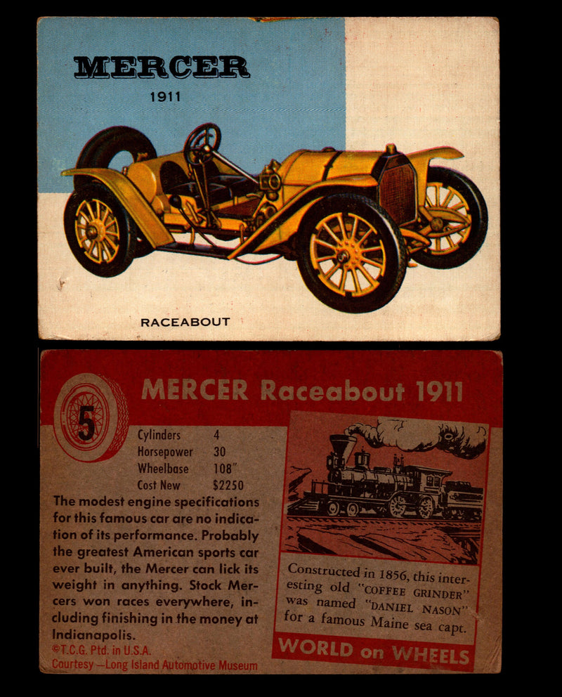 World on Wheels Topps 1954 Vintage Trading Cards #1-#100 You Pick Singles #5 1911 Mercer Raceabout  - TvMovieCards.com