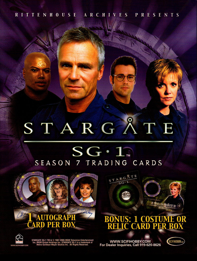 Stargate SG1 Season 7 Trading Card Dealer Sell Sheet Sale Ad 2005   - TvMovieCards.com