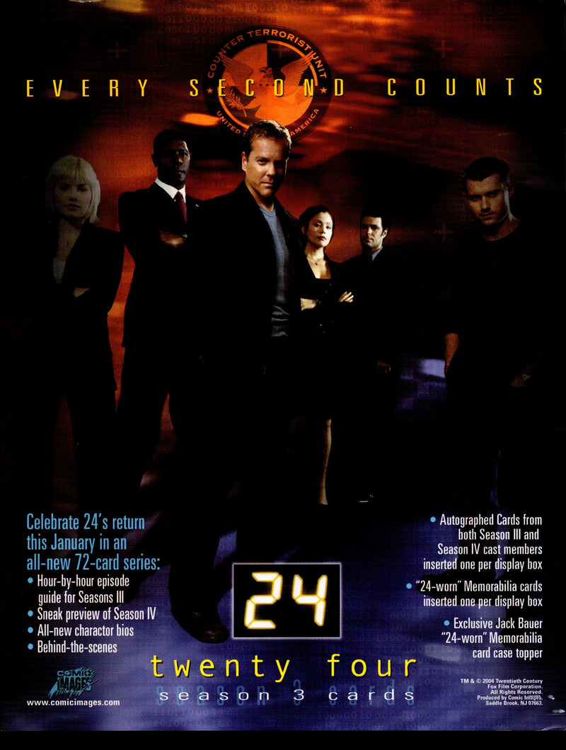 24 Season 3 Trading Card Dealer Sell Sheet Sale Ad Comic Images 2005   - TvMovieCards.com